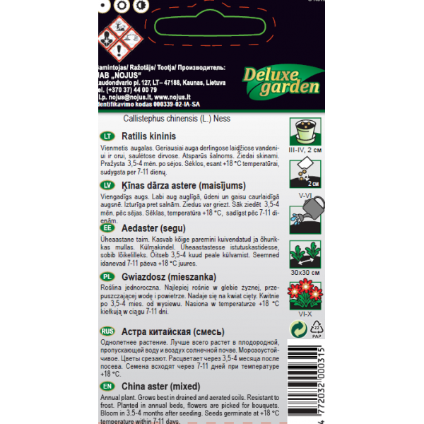 Seed tape with fertilizer Callistephus POMPON (MIX)