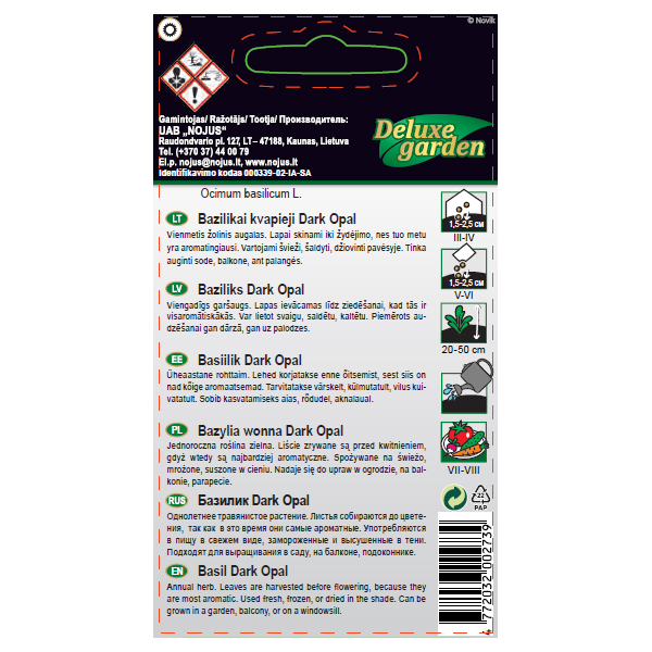 Seed tape BASIL AROMATIC DARK OPAL