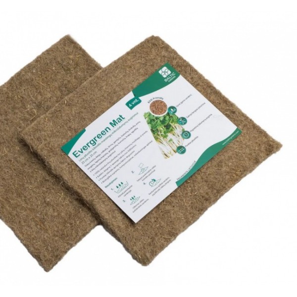 Evergreen Mat 100% pellavakuitumatto mikrovihannesten kasvattamiseen, 25 cm x 25 cm x 4 pcs.