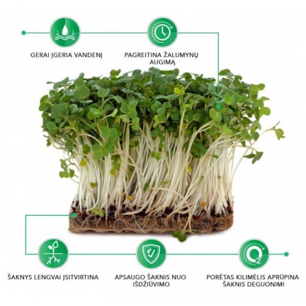 Evergreen Mat 100% pellavakuitumatto mikrovihannesten kasvattamiseen, 25 cm x 25 cm x 4 pcs.